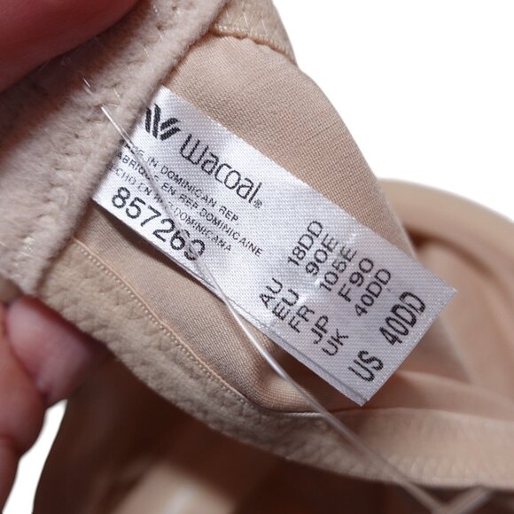 LN Wacoal Precise Finish Minimizer Mesh Crisscross Bra Sz 40DD Nude Underwire - Picture 4 of 5